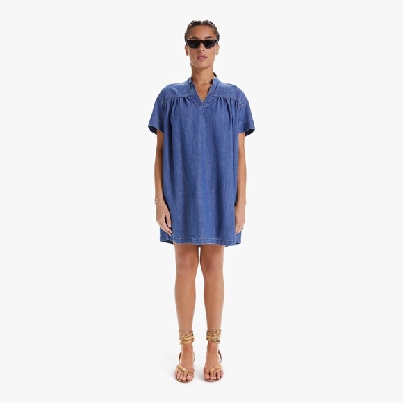 MOTHER Dresses & Skirts - Mother The Gatherer Popover Mini Dress Chambray Denim Simple Things Wash S NWT